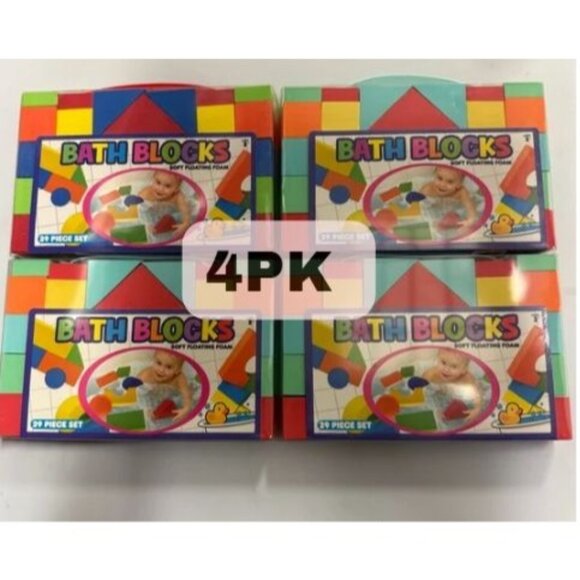 Children’s Bath Blocks Soft Floating Foam 29 Piece Set. 4PK - Picture 1 of 5